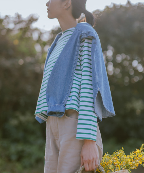 ORCIVAL(オーシバル)の「『別注』ORCIVAL×DOORS ボーダーロングスリーブTシャツ(Tシャツ/カットソー・レディース・ブルー系その他/パープル系その他/ピンク系その他/ホワイト系その他/グリーン系その他・ONE)」の9枚目の写真