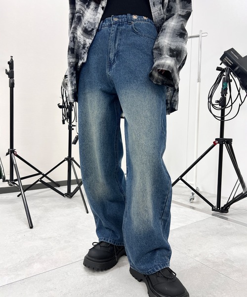 Figments（フィグメンツ）の「アイレットバギーデニム（デニムパンツ・レディース・ブルー/ブラック・SMALL/MEDIUM/LARGE）」の3枚目の写真