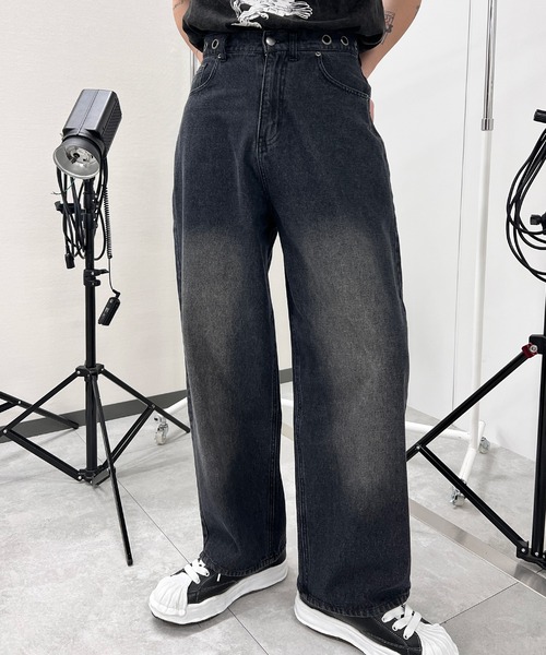 Figments（フィグメンツ）の「アイレットバギーデニム（デニムパンツ・レディース・ブルー/ブラック・SMALL/MEDIUM/LARGE）」の5枚目の写真