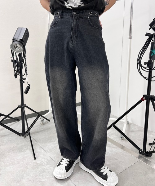 Figments（フィグメンツ）の「アイレットバギーデニム（デニムパンツ・レディース・ブルー/ブラック・SMALL/MEDIUM/LARGE）」の6枚目の写真