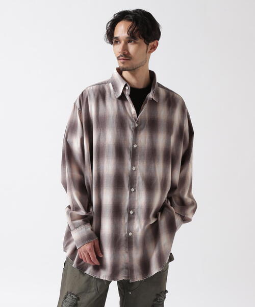WHITELAND(ホワイトランド)の「WHITELAND/ホワイトランド/DAMEGE CHECK SHIRTS(シャツ/ブラウス・メンズ・ブラック/レッド・F)」の1枚目の写真