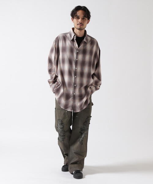 WHITELAND(ホワイトランド)の「WHITELAND/ホワイトランド/DAMEGE CHECK SHIRTS(シャツ/ブラウス・メンズ・ブラック/レッド・F)」の4枚目の写真