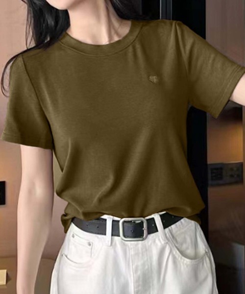aimoha(アイモハ)の「ベーシックレーヨンTシャツ (SS)(Tシャツ/カットソー・レディース・ブラック/ホワイト/バーガンディー/イエロー/グリーン/スモークピンク・FREE)」の13枚目の写真