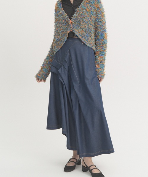 Muel Chic(ミュエルシック)の「Kelsey soft denim skirt ケルシーソフトデニムスカート(スカート・レディース・ライトインディゴブルー/ダークインディゴブルー/ブラック・FREE)」の5枚目の写真