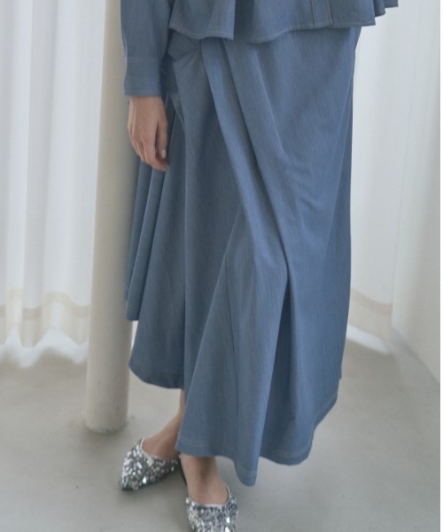 Muel Chic(ミュエルシック)の「Kelsey soft denim skirt ケルシーソフトデニムスカート(スカート・レディース・ライトインディゴブルー/ダークインディゴブルー/ブラック・FREE)」の18枚目の写真