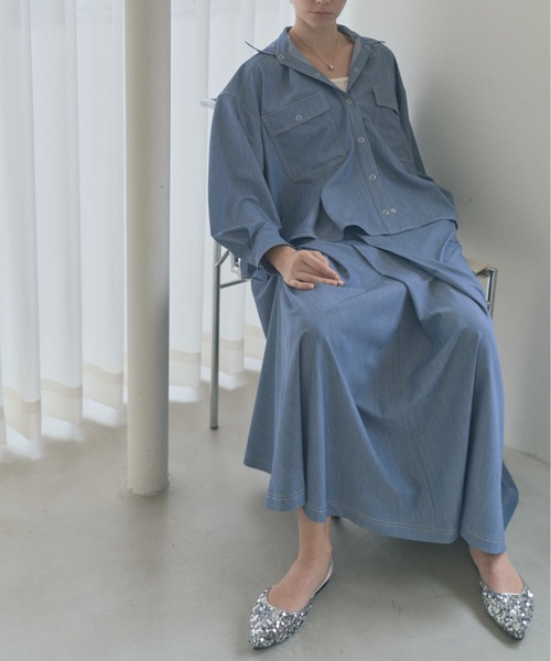 Muel Chic(ミュエルシック)の「Kelsey soft denim skirt ケルシーソフトデニムスカート(スカート・レディース・ライトインディゴブルー/ダークインディゴブルー/ブラック・FREE)」の16枚目の写真