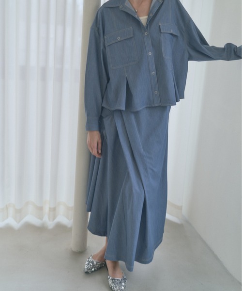 Muel Chic(ミュエルシック)の「Kelsey soft denim skirt ケルシーソフトデニムスカート(スカート・レディース・ライトインディゴブルー/ダークインディゴブルー/ブラック・FREE)」の17枚目の写真
