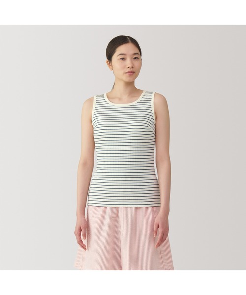 無印良品（ムジルシリョウヒン）の「婦人　コットンストレッチリブブラタンクトップ（インナーウェア/肌着・レディース・ブラック/オフホワイト/ダークベージュ/ブルー系・XL/S/M/L）」の4枚目の写真