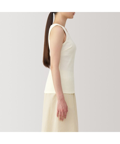 無印良品（ムジルシリョウヒン）の「婦人　コットンストレッチリブブラタンクトップ（インナーウェア/肌着・レディース・ブラック/オフホワイト/ダークベージュ/ブルー系・XL/S/M/L）」の15枚目の写真