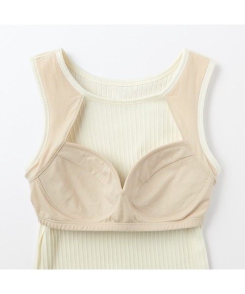 無印良品（ムジルシリョウヒン）の「婦人　コットンストレッチリブブラタンクトップ（インナーウェア/肌着・レディース・ブラック/オフホワイト/ダークベージュ/ブルー系・XL/S/M/L）」の18枚目の写真