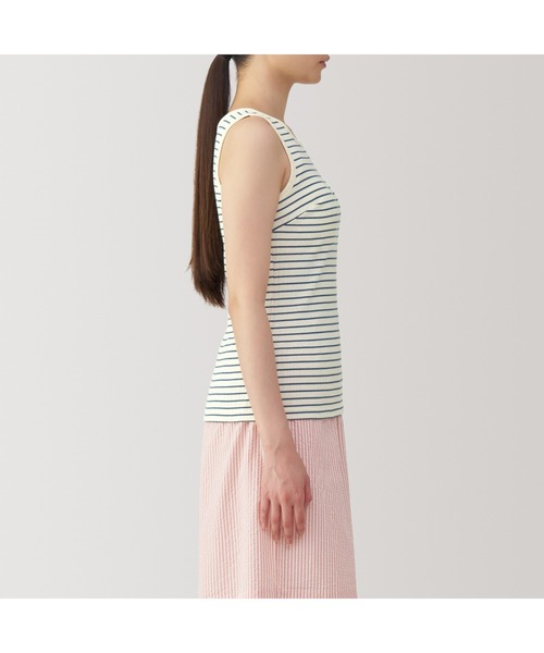 無印良品（ムジルシリョウヒン）の「婦人　コットンストレッチリブブラタンクトップ（インナーウェア/肌着・レディース・ブラック/オフホワイト/ダークベージュ/ブルー系・XL/S/M/L）」の7枚目の写真