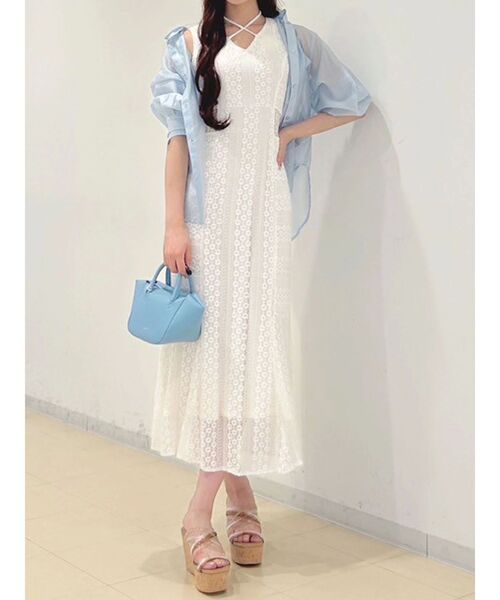 MERCURYDUO（マーキュリーデュオ）の「バックタックスタンドカラーシャツ（シャツ/ブラウス・レディース・ライトブルー/オフホワイト/ベージュ・FREE）」の7枚目の写真