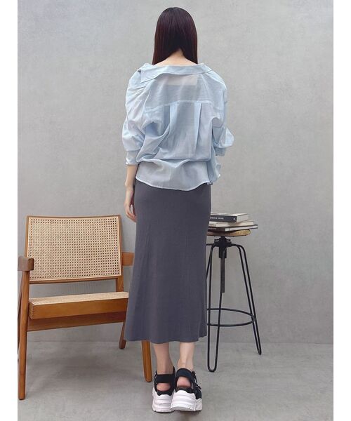 MERCURYDUO（マーキュリーデュオ）の「バックタックスタンドカラーシャツ（シャツ/ブラウス・レディース・ライトブルー/オフホワイト/ベージュ・FREE）」の22枚目の写真