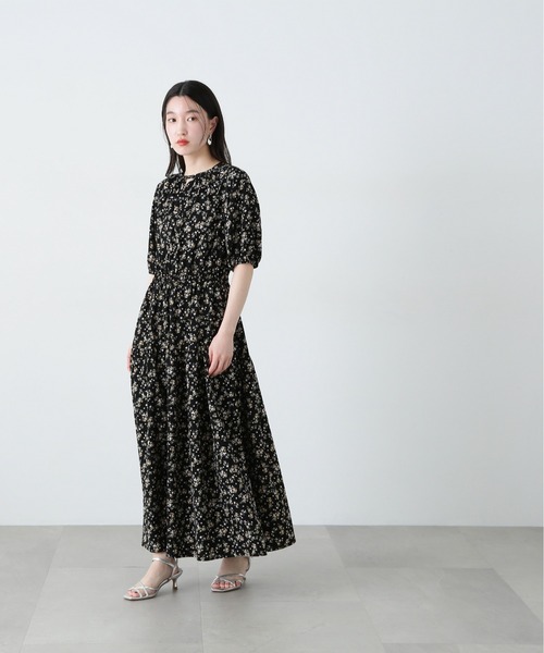 N. エヌ ナチュラルビューティーベーシック ロングワンピース 花柄 黒 セール】小花柄ワンピース（ワンピース）｜N.（N. Natural