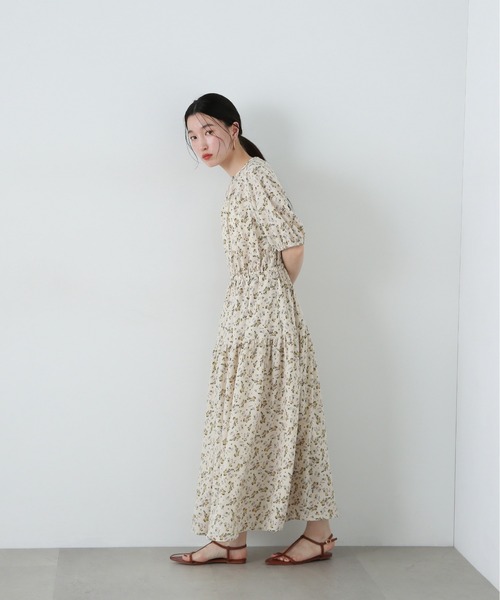 N.（N. Natural Beauty Basic）（エヌエヌナチュラルビューティーベーシック）の「小花柄ワンピース（ワンピース・レディース・ベージュ/ブラック・SMALL/MEDIUM）」の3枚目の写真