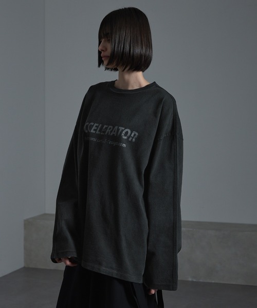 cussil(クシル)の「【cussil/クシル】ルーズシルエットガーメントダイショルダーラインプリントロンT(Tシャツ/カットソー・メンズ・ブラック・M/S/L)」の10枚目の写真