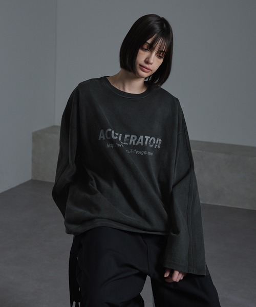 cussil(クシル)の「【cussil/クシル】ルーズシルエットガーメントダイショルダーラインプリントロンT(Tシャツ/カットソー・メンズ・ブラック・M/S/L)」の14枚目の写真