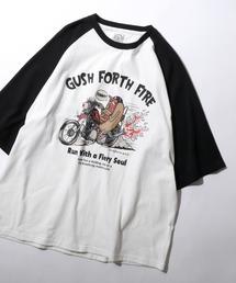 Raglan Sleeve & Ringer Print T-shirt/接触冷感 オーバーサイズ ヴィンテージライク ラグランスリーブ リンガーTシャツ 半袖Tシャツ レディース メンズ