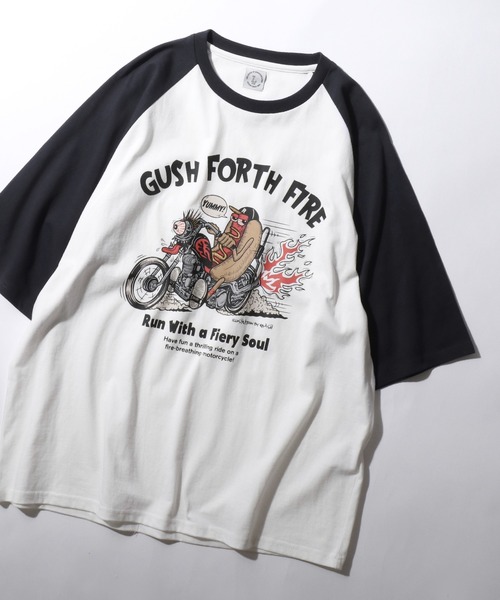 SITRY(シトリー)の「Raglan Sleeve & Ringer Print T-shirt/接触冷感 オーバーサイズ ヴィンテージライク ラグランスリーブ リンガーTシャツ 半袖Tシャツ レディース メンズ(Tシャツ/カットソー・メンズ・ホワイト系その他2/ブラック系その他/ブラック系その他2/ブラック/ホワイト/グリーン/レッド/ホワイト系その他/レッド系その他/ホワイト系その他3/ブルー系その他/ネイビー・M/L)」の9枚目の写真