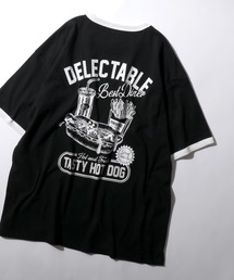 Raglan Sleeve & Ringer Print T-shirt/接触冷感 オーバーサイズ ヴィンテージライク ラグランスリーブ リンガーTシャツ 半袖Tシャツ レディース メンズ