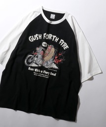 Raglan Sleeve & Ringer Print T-shirt/接触冷感 オーバーサイズ ヴィンテージライク ラグランスリーブ リンガーTシャツ 半袖Tシャツ レディース メンズ