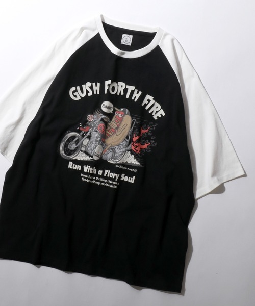 SITRY(シトリー)の「Raglan Sleeve & Ringer Print T-shirt/接触冷感 オーバーサイズ ヴィンテージライク ラグランスリーブ リンガーTシャツ 半袖Tシャツ レディース メンズ(Tシャツ/カットソー・メンズ・ホワイト系その他2/ブラック系その他/ブラック系その他2/ブラック/ホワイト/グリーン/レッド/ホワイト系その他/レッド系その他/ホワイト系その他3/ブルー系その他/ネイビー・M/L)」の5枚目の写真