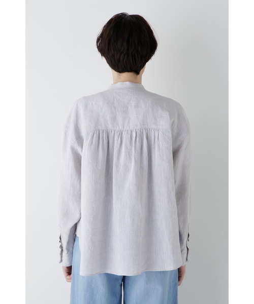 ブラウス シャツ ハードマンリネンバンドカラーシャツブラウス レディース ハードマンリネンバンドカラーシャツブラウス | human woman