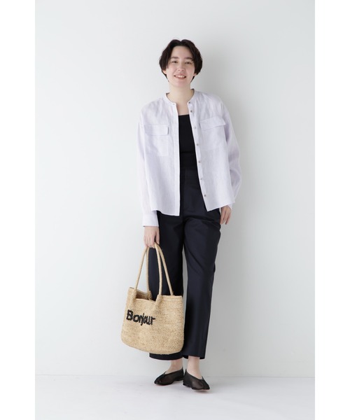 ブラウス シャツ ハードマンリネンバンドカラーシャツブラウス レディース ハードマンリネンバンドカラーシャツブラウス | human woman