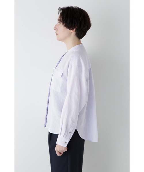 human woman / ヒューマンウーマン ◆ハードマンリネンバンドカラーシャツブラウス ハードマンリネンバンドカラーシャツブラウス | human woman