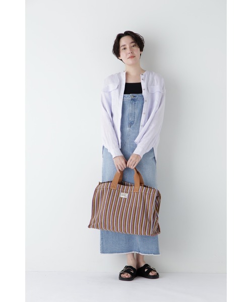 human woman(ヒューマンウーマン)の「◆ハードマンリネンバンドカラーシャツブラウス(シャツ/ブラウス・レディース・パープル/イエロー/ベージュ系その他2/ライトグリーン・MEDIUM)」の22枚目の写真