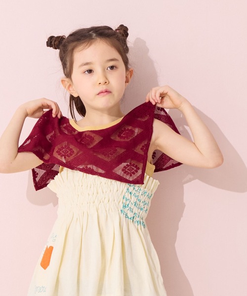 MARKEY'S（マーキーズ）の「レースカラーノースリーブカットソー（タンクトップ・キッズ・イエロー/ブラック/オフホワイト・90/100/110/120/130/140/150）」の3枚目の写真