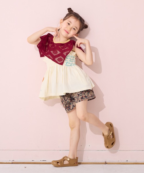 MARKEY'S（マーキーズ）の「レースカラーノースリーブカットソー（タンクトップ・キッズ・イエロー/ブラック/オフホワイト・90/100/110/120/130/140/150）」の6枚目の写真