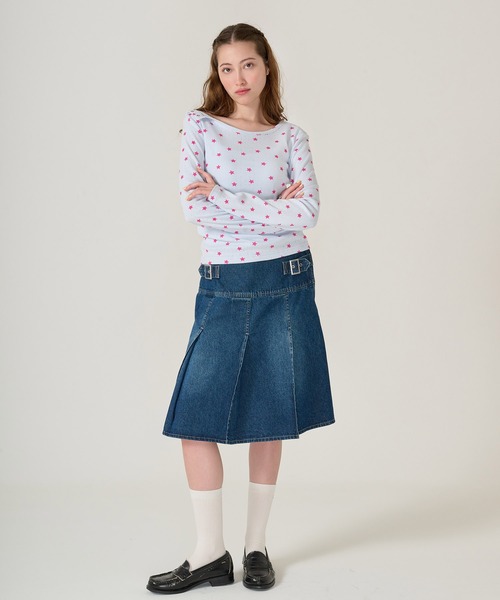 TINA：JOJUN（ティーナジョジュン）の「ショルダー開き スタープリントロンT TINA：JOJUN（Tシャツ/カットソー・レディース・ホワイト/グレー/サックスブルー・M）」の18枚目の写真