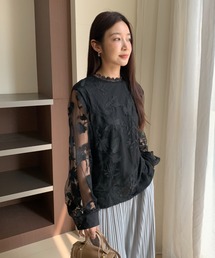 フォースメント Forcement シンプル長袖シャツブラウス （ブラック） フォースメント Forcement シンプル長袖シャツブラウス