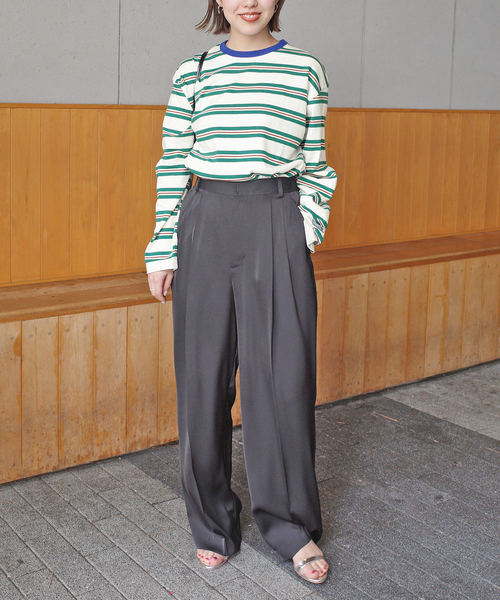 VOTE MAKE NEW CLOTHES(ボートメイクニュークローズ)の「VOTE MAKE NEW CLOTHES STRIPE T SHIRT 25SSVMNC-013CS(Tシャツ/カットソー・レディース・サックスブルー/アイボリー・FREE)」の14枚目の写真