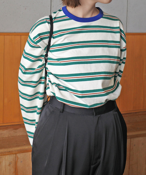 VOTE MAKE NEW CLOTHES(ボートメイクニュークローズ)の「VOTE MAKE NEW CLOTHES STRIPE T SHIRT 25SSVMNC-013CS(Tシャツ/カットソー・レディース・サックスブルー/アイボリー・FREE)」の10枚目の写真