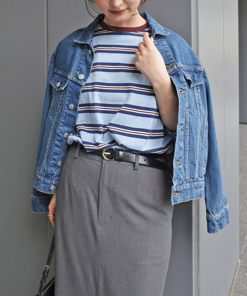 VOTE MAKE NEW CLOTHES(ボートメイクニュークローズ)の「VOTE MAKE NEW CLOTHES STRIPE T SHIRT 25SSVMNC-013CS(Tシャツ/カットソー・レディース・サックスブルー/アイボリー・FREE)」の17枚目の写真