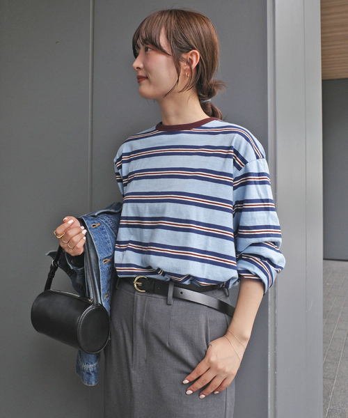 VOTE MAKE NEW CLOTHES(ボートメイクニュークローズ)の「VOTE MAKE NEW CLOTHES STRIPE T SHIRT 25SSVMNC-013CS(Tシャツ/カットソー・レディース・サックスブルー/アイボリー・FREE)」の19枚目の写真