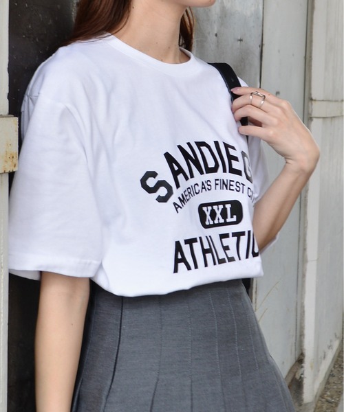 spiritoso(スピリトーゾ)の「【spiritoso】カレッジプリントTシャツ(SANDIEGO)(CP)(Tシャツ/カットソー・レディース・チャコール/ホワイト系2/ネイビー/ホワイト系1・L/M)」の7枚目の写真