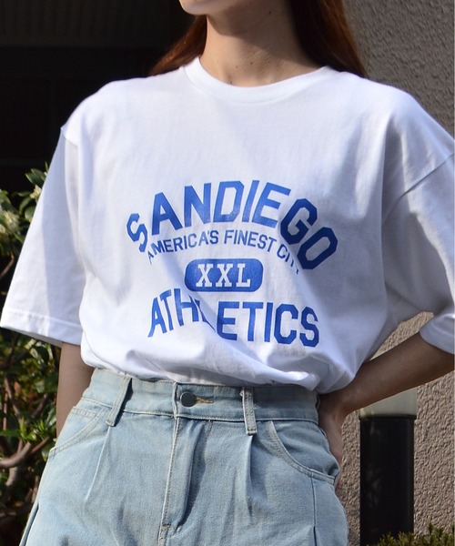 spiritoso(スピリトーゾ)の「【spiritoso】カレッジプリントTシャツ(SANDIEGO)(CP)(Tシャツ/カットソー・レディース・チャコール/ホワイト系2/ネイビー/ホワイト系1・L/M)」の13枚目の写真