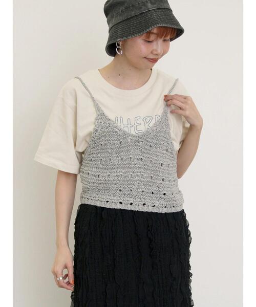 Samansa Mos2(サマンサ モスモス)の「テープヤーンビスチェ(ベスト・レディース・ブラック/グレー/キナリ・F)」の2枚目の写真