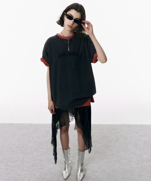 JOSE MOON PIGMENT OVER TSHIRT 半袖Tシャツ JOSEMOON LOGO OVER TSHIRT with PEARL/ジョゼムーンロゴ