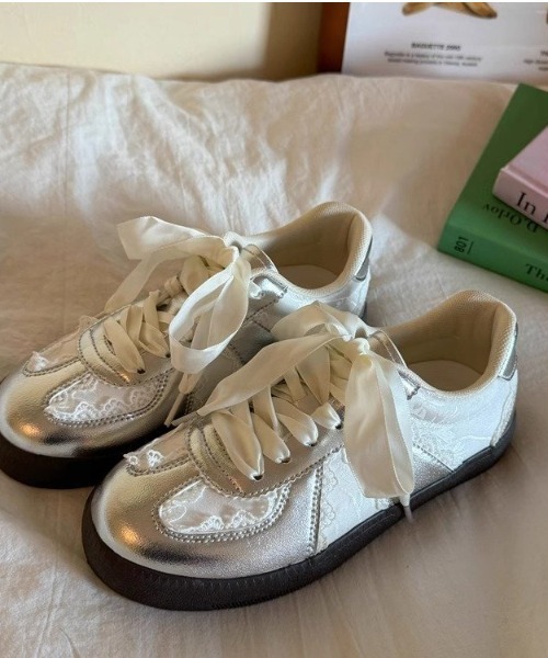 paravion(パラビオン)の「レース切り替えシューズ(スニーカー・レディース・シルバー/ホワイト/ピンク・S/M/L)」の8枚目の写真