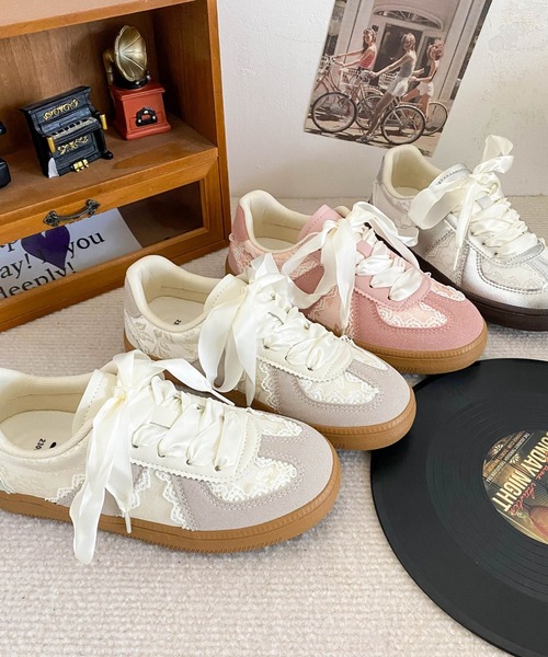 paravion(パラビオン)の「レース切り替えシューズ(スニーカー・レディース・シルバー/ホワイト/ピンク・S/M/L)」の11枚目の写真