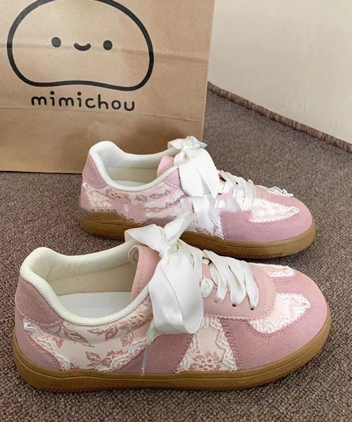 paravion(パラビオン)の「レース切り替えシューズ(スニーカー・レディース・シルバー/ホワイト/ピンク・S/M/L)」の12枚目の写真