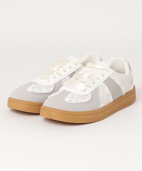 paravion(パラビオン)の「レース切り替えシューズ(スニーカー・レディース・シルバー/ホワイト/ピンク・S/M/L)」の16枚目の写真