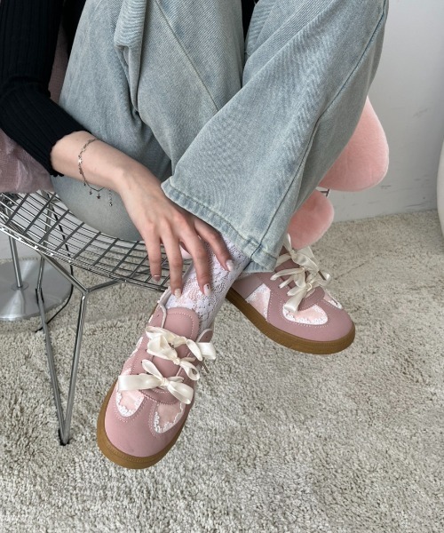 paravion(パラビオン)の「レース切り替えシューズ(スニーカー・レディース・シルバー/ホワイト/ピンク・S/M/L)」の20枚目の写真