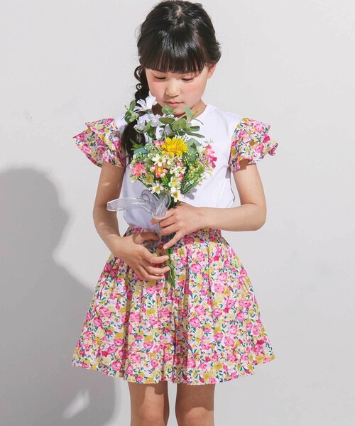 BeBe(ベベ)の「【お揃い】フルールドゥジョワプリントフリルキュロットパンツ(90~150cm)(その他パンツ・キッズ・ピンク系その他・110cm/120cm/130cm/140cm/150cm)」の12枚目の写真