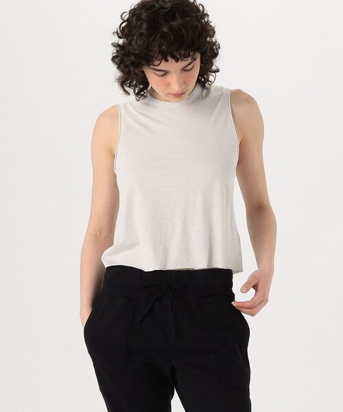 JAMES PERSE(ジェームスパース)の「コットンリネンシルク スリーブレスプルオーバー WNMJ3148(タンクトップ・レディース・ライトグレー/ブラック・0)」の4枚目の写真