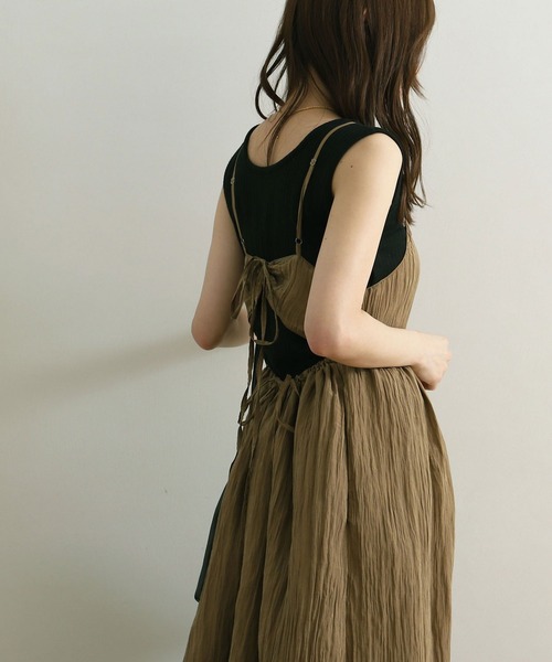 NOAHL（ノアル）の「【NOAHL】バックリボン楊柳キャミワンピース（ワンピース・レディース・ピンク/ブラウン/キナリ・M/L）」の7枚目の写真